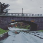 A grainy photo of a bridge